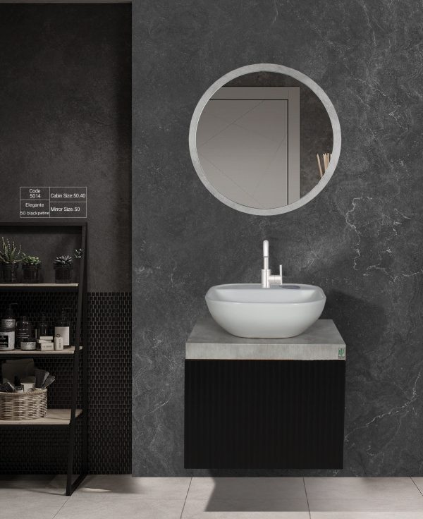 روشویی کابینتی کاکتوس مدل elegante 50 رنگ مشکی پتینه 5013