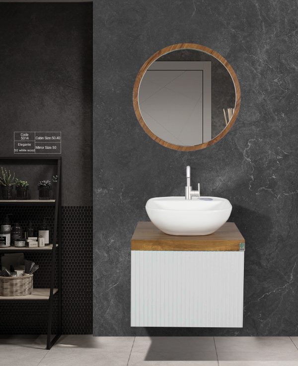 روشویی کابینتی کاکتوس مدل elegante 50 رنگ سفید آنتیک کد 5014