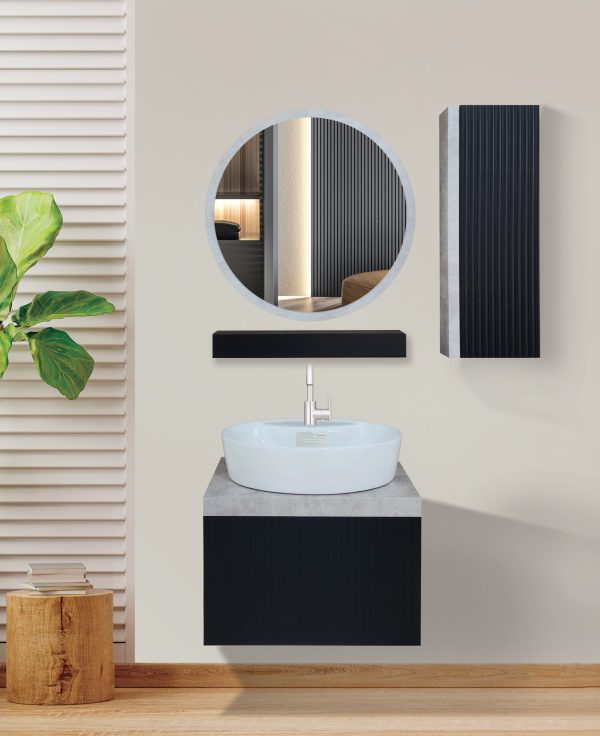 روشویی کابینتی کاکتوس مدل اکوتیس مشکی پتینه کد 5026
